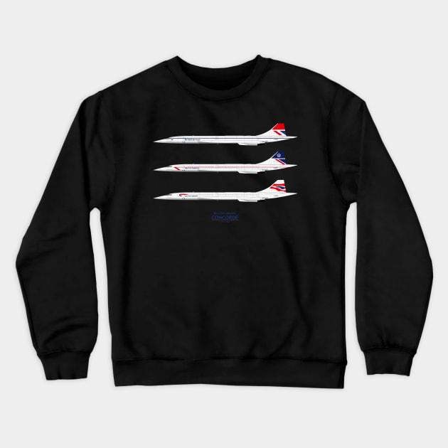 British Airways Concordes 1976 To 2003 Crewneck Sweatshirt by SteveHClark